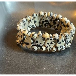 Vintage Dalmatian stone slip on stretch bracelet